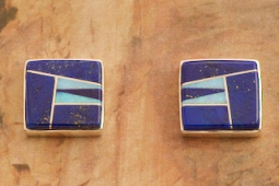 Calvin Begay Genuine Blue Lapis Sterling Silver Earrings